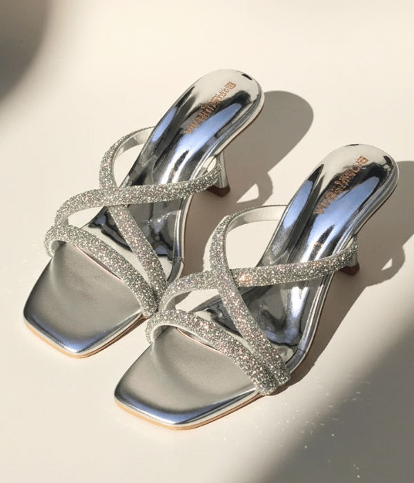 Luxe Veero Rhinestone Square Toe Heels