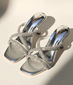 Luxe Veero Rhinestone Square Toe Heels