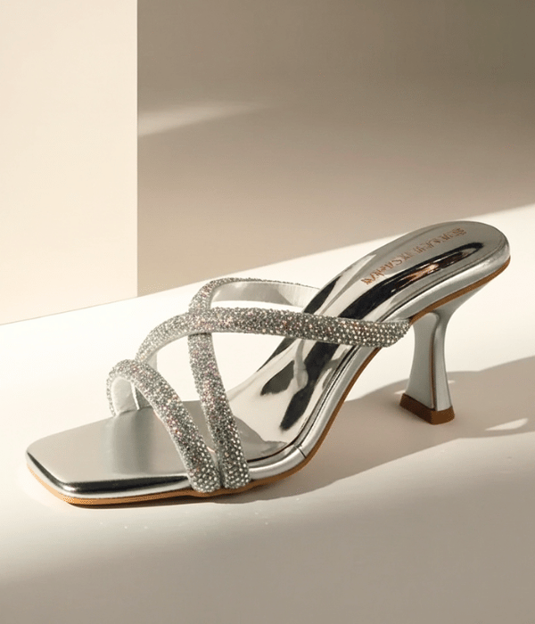 Luxe Veero Rhinestone Square Toe Heels