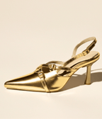 Pointed Toe Stiletto Mule Pumps with Low Thin Heel